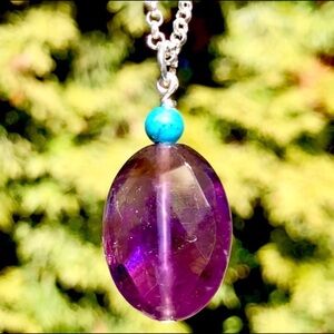Hand Made Amethyst Turquoise Charm Necklace!